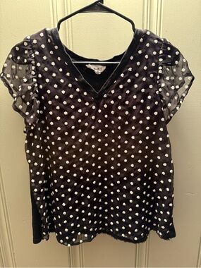 Black Sheer floral V-Neck Top